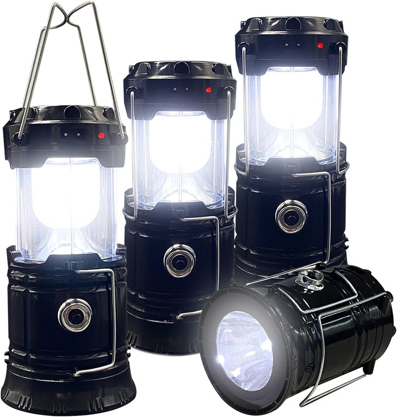 XTAUTO Collapsible Portable LED Camping Lantern Lightweight Waterproof Solar USB Rechargeable LED Flashlight Survival Kits for Indoor Outdoor Home Emergency Light Power Outages Hiking Hurricane 4-Pack - Image 1